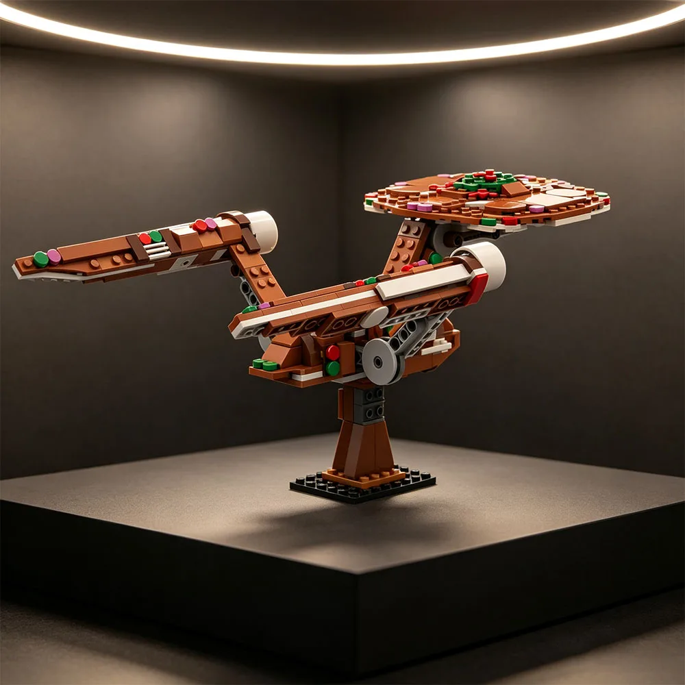 458 PCS MOC Star Combat Series Building Blocks Gingerbread NCC 1701 Spaceship Model DIY Assembly Toy Set Children Birthday Gift