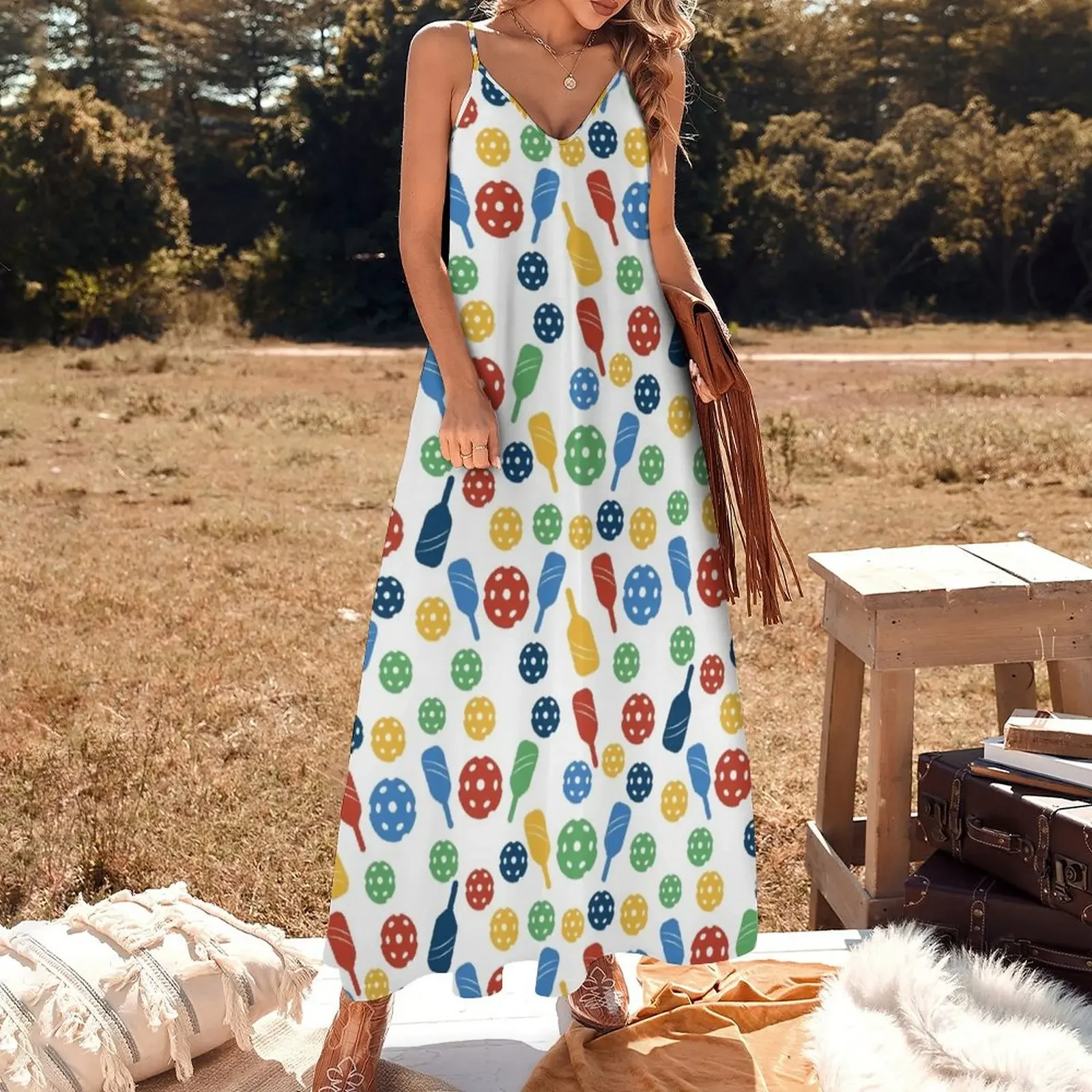 Colorful Pickle-ball Paddle Pattern Sleeveless Dress dresses for special events dress for women 2025