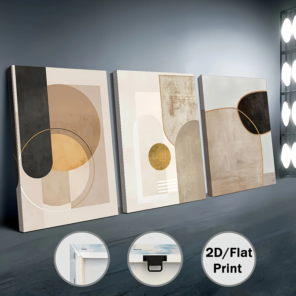 2D plat, 3 pièces 2D/impression plate peinture sur toile encadrée et affiche, prêt à accrocher, peinture esthétique Vintage abstraite nordique G