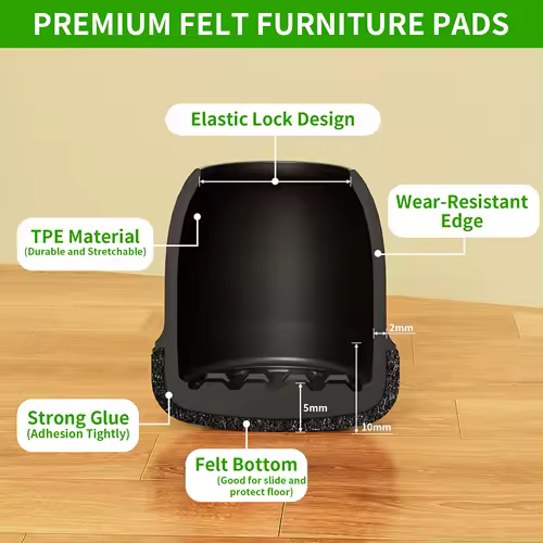 16PCS Black Silicone Chair Leg Caps Covers Round Felt Furniture Floor Protectors for Hardwood Floors Noise Reduction Pads - Image 6