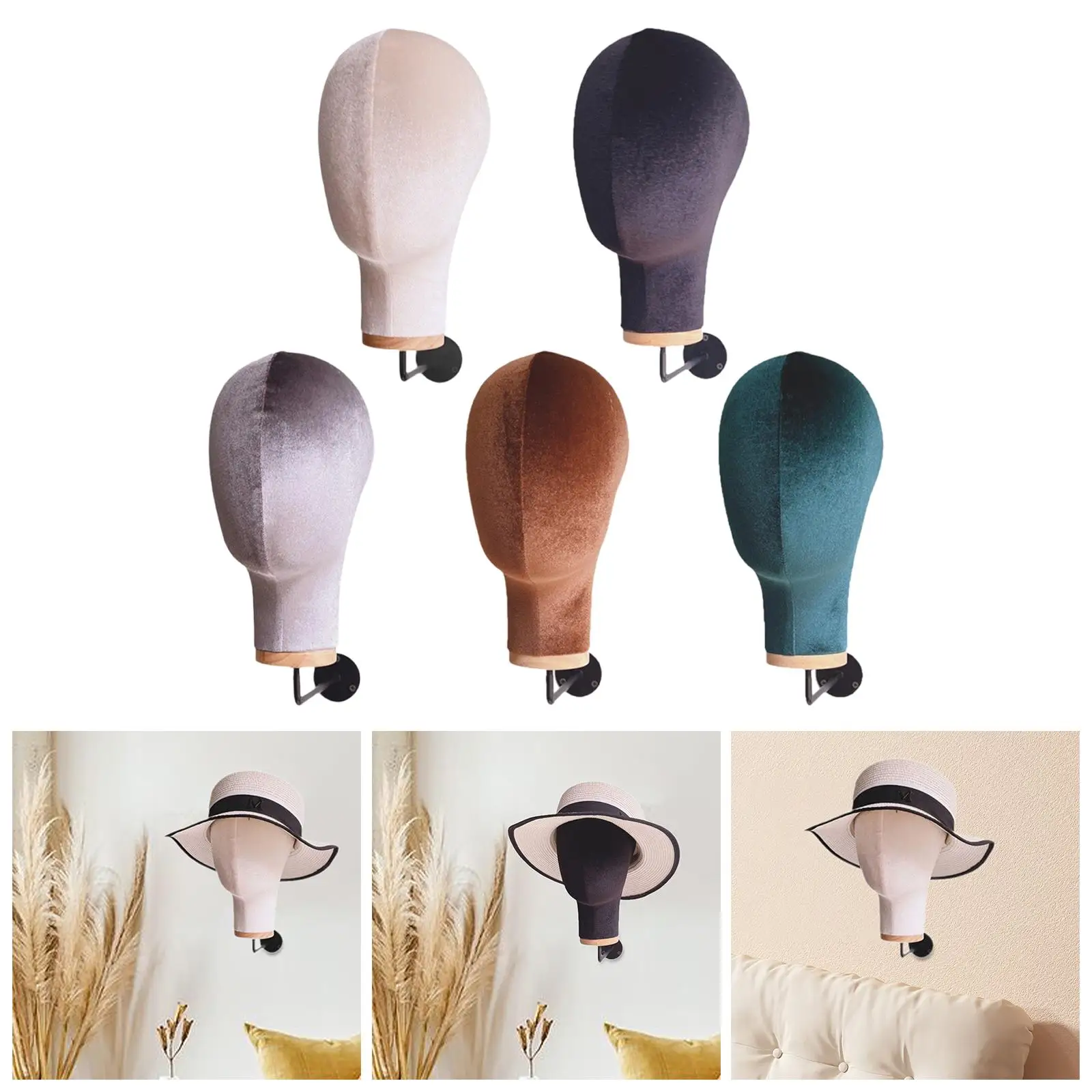 Wall Mount Wig Stand Sturdy Multipurpose Lightweight Wall Hat Rack Mannequin Head Hat Display Stand for Home Salon Shopping Mall
