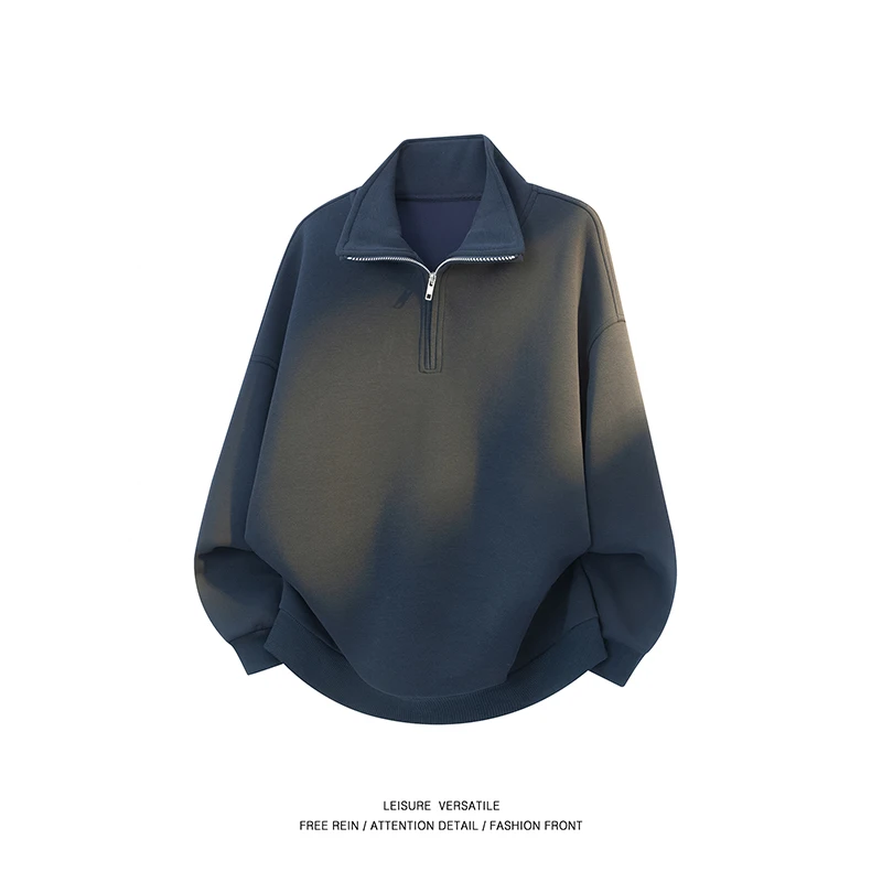 

Spring and Autumn Fashion Versatile Hoodie Couple Outdoor Fitness Running Loose Comfortable Half Zipper Stand up Collar T-shirt