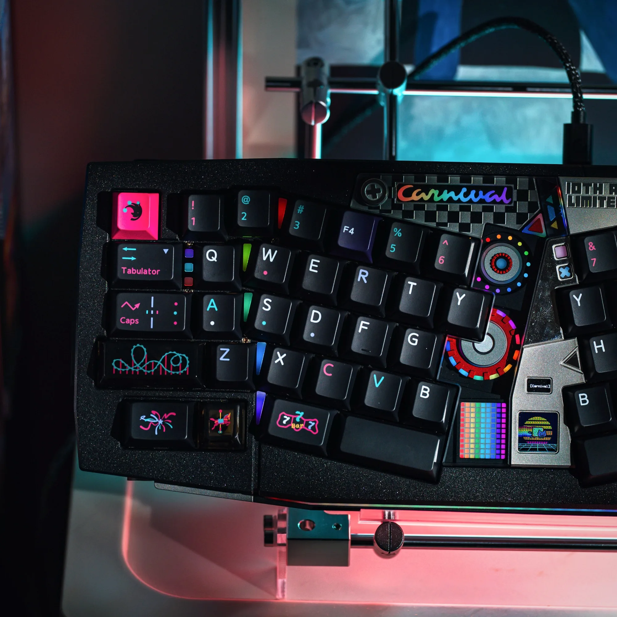 Carnival Electronic Sports Theme Keycaps Set PBT Transmission Sublimation Custom Original Handmade for Mechanical Keyboard Gift