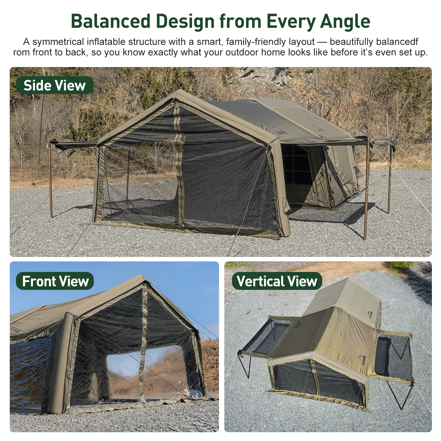 10.0+Inflatable Foyer Air Tent-Army Green Wholesale 3-6 Person Family Camping Outdoor Portable Folding Inflatable Tent