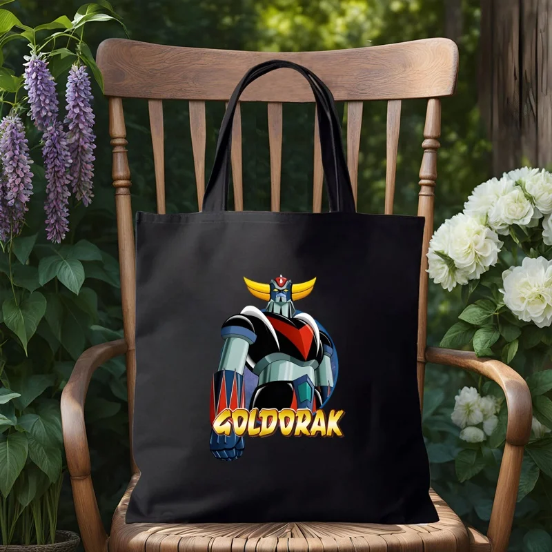 Manga Goldorak Ufo Robo Anime Mazinger Grendizer  Canvas Bag Shopper Bag Women Bags Black Classic Vintage Shoulder Bag