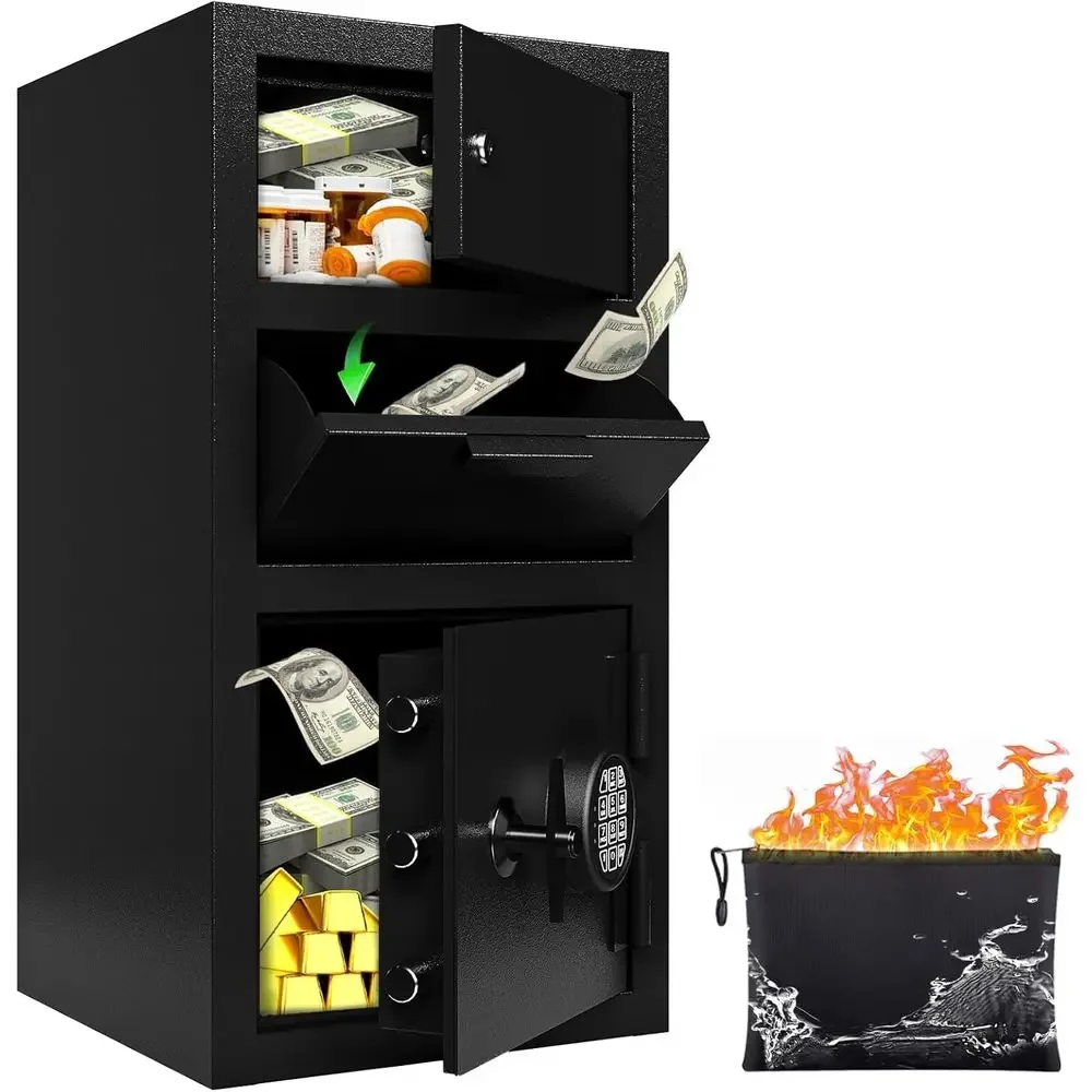 6.5 Heavy-Duty Cash Drop Safe with Deposit Slot, 68 lbs Capacity, Anti-Theft Security Box, Quick Access Digital Keypad