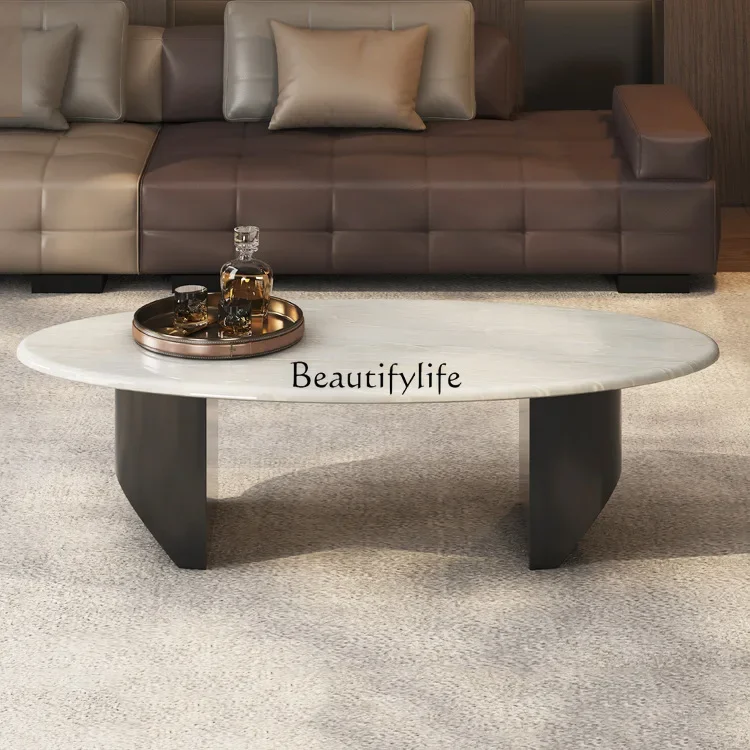 ls 27jade luxe stenen salontafel huishoudelijk klein appartement woonkamer neemt geen ruimte in beslag ovale natuurlijke marmeren salontafel