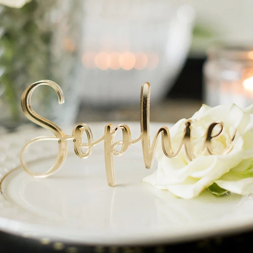 

20Pcs Personalized Wedding Place Card Name Place Setting Tags Custom Wooden Acrylic Wedding Table Decorations