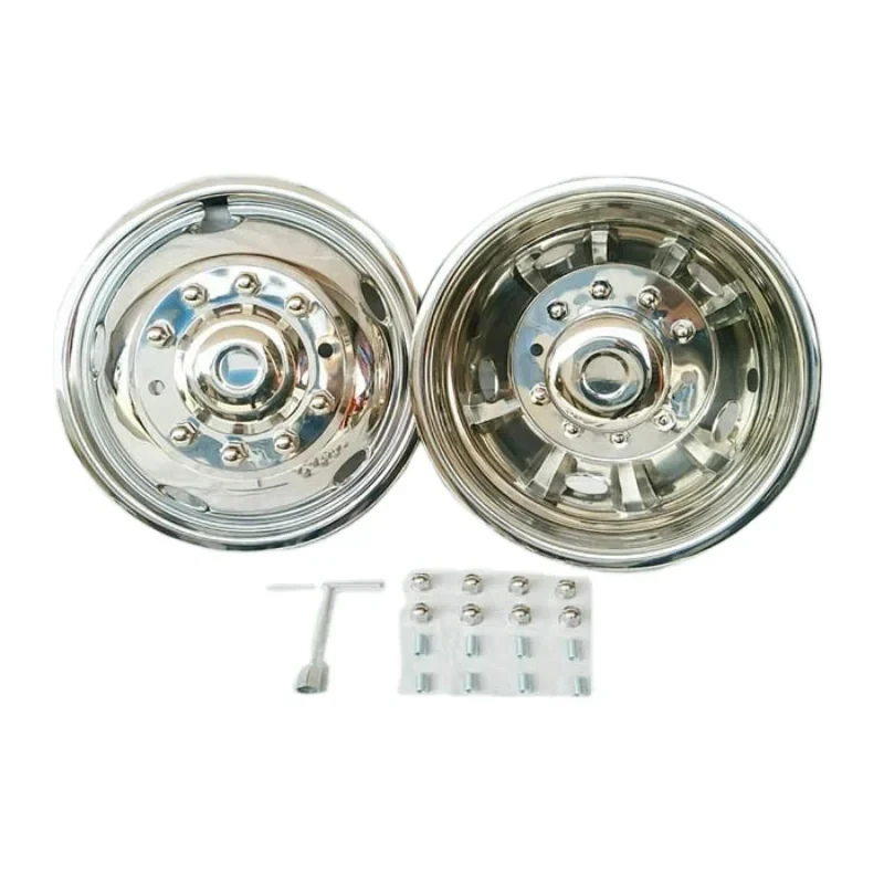 19.5 Inch 304 Stainless Steel Wheel Cab Cover Hubcap PCD225 Fit 2005 Bus Truck Simulator Set