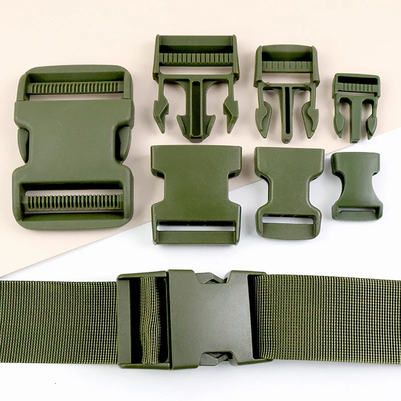 

Meetee 2/5/10Pcs ArmyGreen Release Buckle 20-50mm Backpack Webbing Closure Plastic Clasp Safety Belt Buckle Pet Collar Fastener