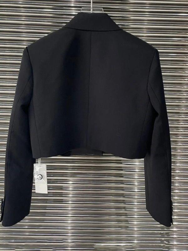 Retro Stylish Short Suit Jacket Autumn New Arrival Splice Collar Slimming Versatile Fashionable Straight Cut Long Sleeve Pure...