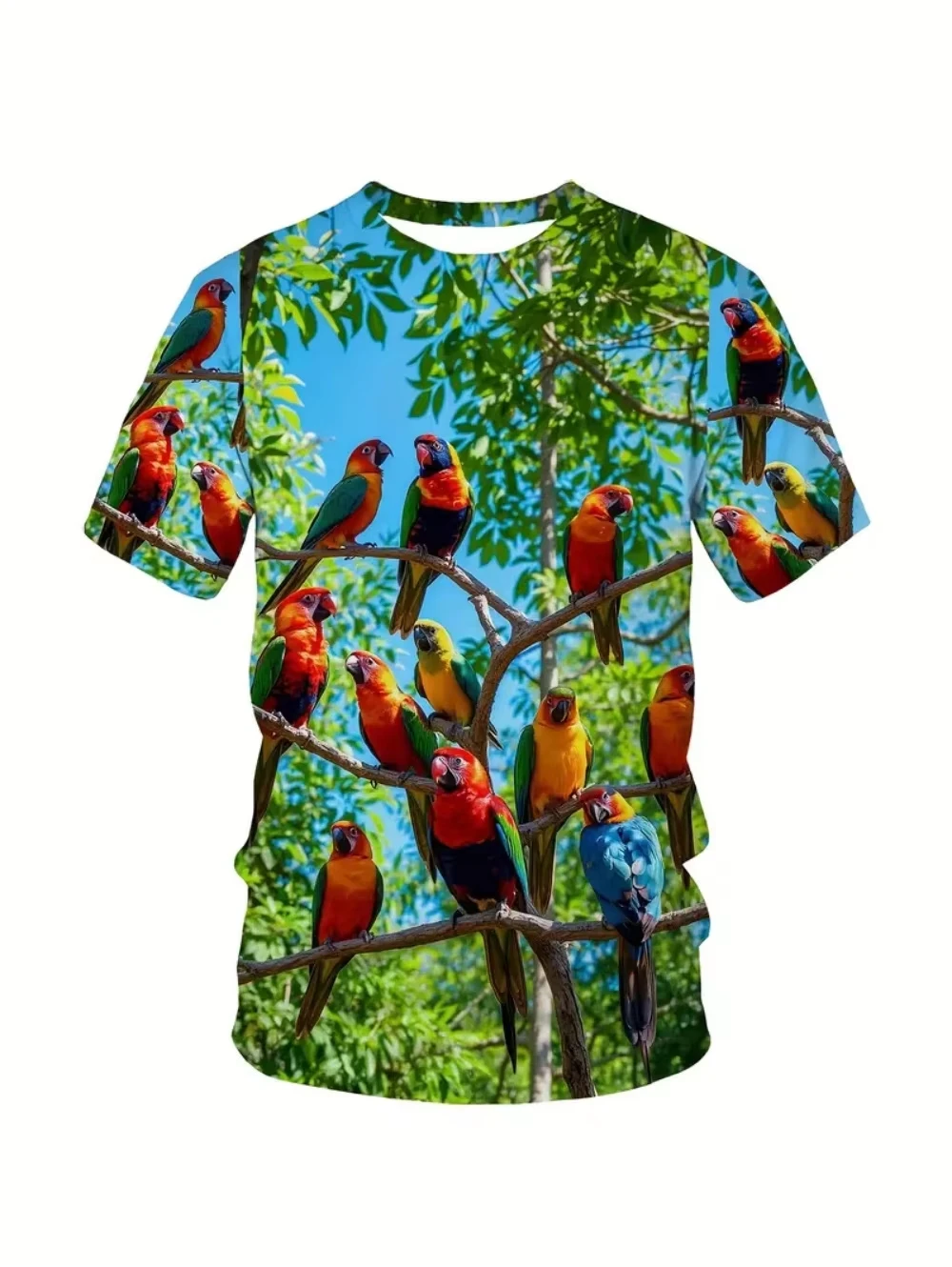 2026 New Family Matching Outfits Men Kids Tropical Macaw Parrot Beach Graphic Short Sleeve T Shirt Summer Casual Animal Tee