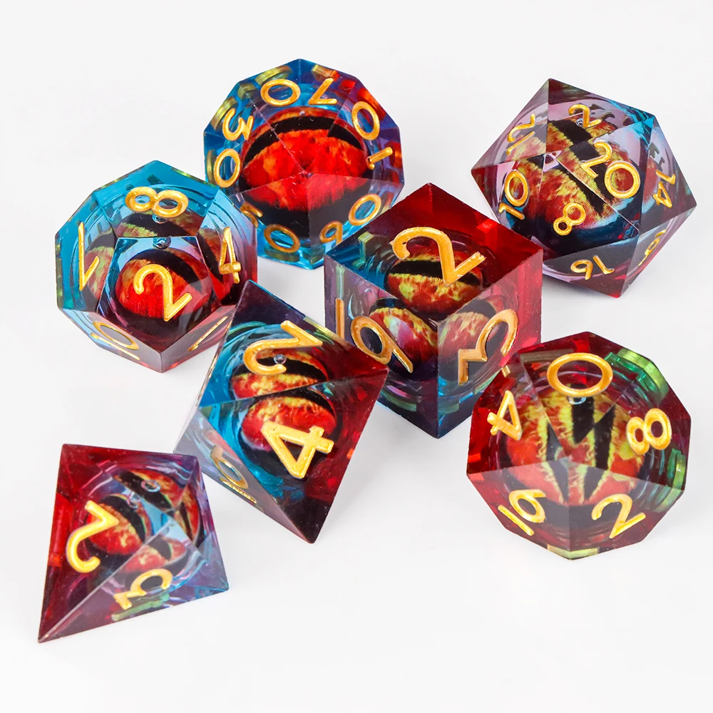 

Набор кубиков из красной смолы «Драковый глаз» с жидким сердечником DND, игровые кубики, высококачественные коллекционные математические научные инструменты для экспериментов