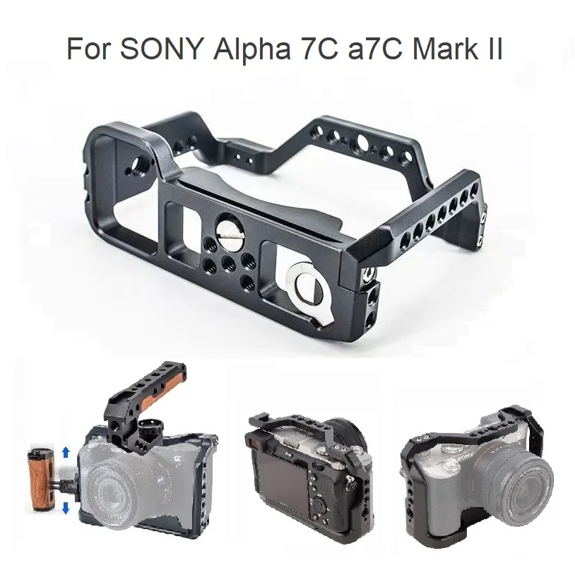 Professional A7C Camera Cage for SONY Alpha 7C a7C ILCE-7C A7C Mark II,Aluminum Alloy Protective Frame with Multi-Type Extension