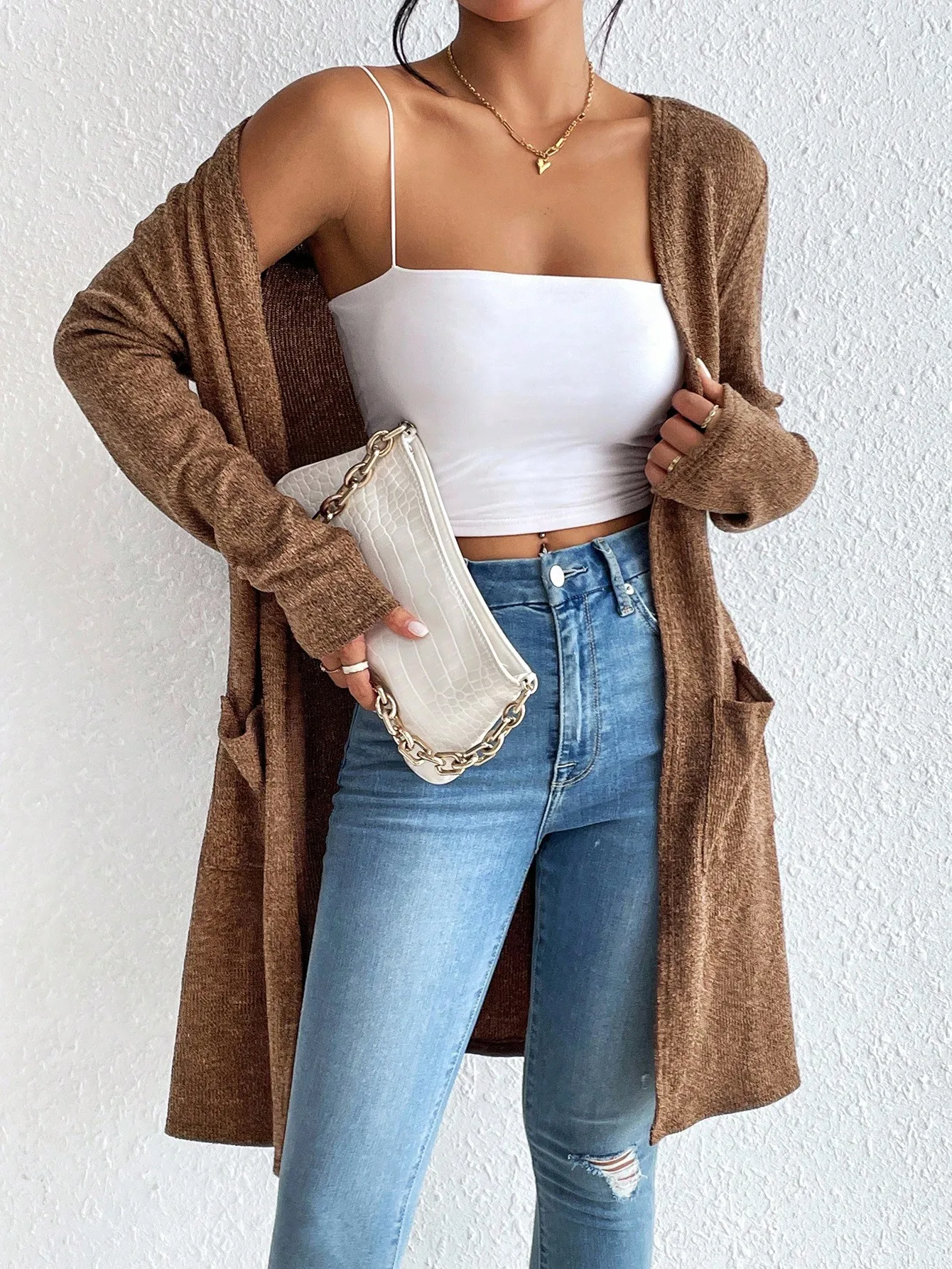 سترة نسائية محبوكة رفيعة مفتوحة من الأمام وأكمام طويلة سترة كاجوال مريحة لربيع وصيف وخريف