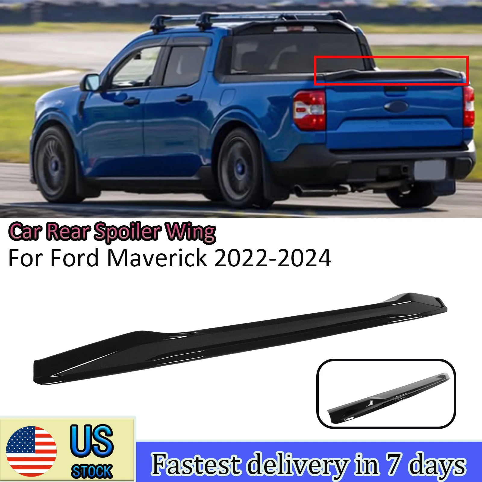 

Car Rear Spoiler Wing For Ford Maverick 2022-2024 Body Kit Glossy Black Carbon Fiber Style Accessories Exterior Part ABS Plastic
