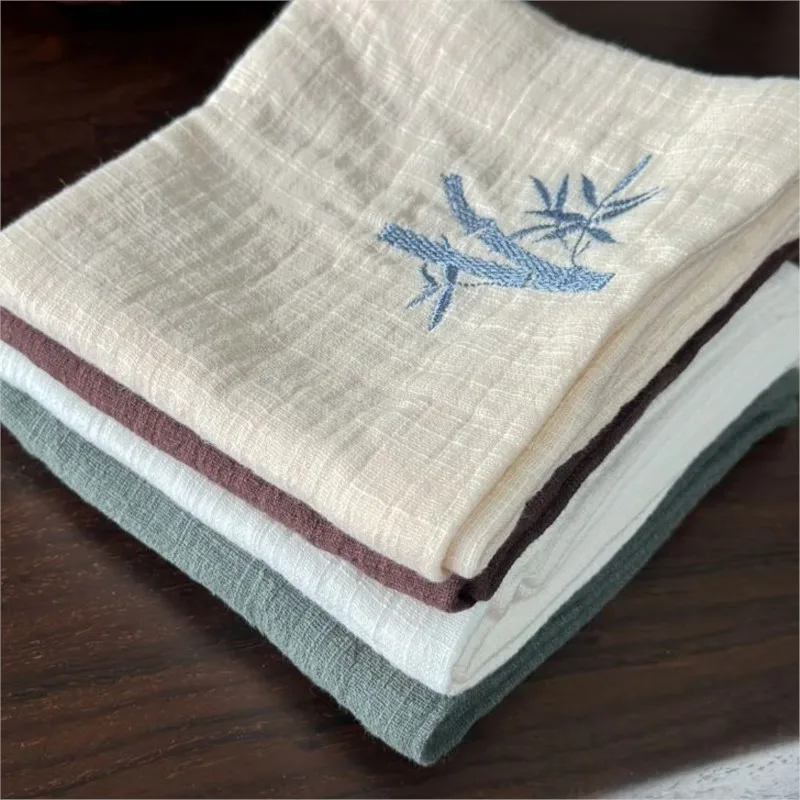 Tea Towel Absorbent Cotton Thick Embroidered Zen Style Retro Tea Table Tea Set Accessories Tea Cloth Chinese Style Tea TowelZF19