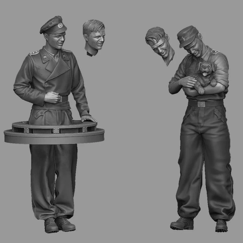 Figuras de resina montadas Kits modelo, tanque militar tripulação, 2 figuras sem pintura, brinquedos coleção sem pintura, 310, escala 1:35