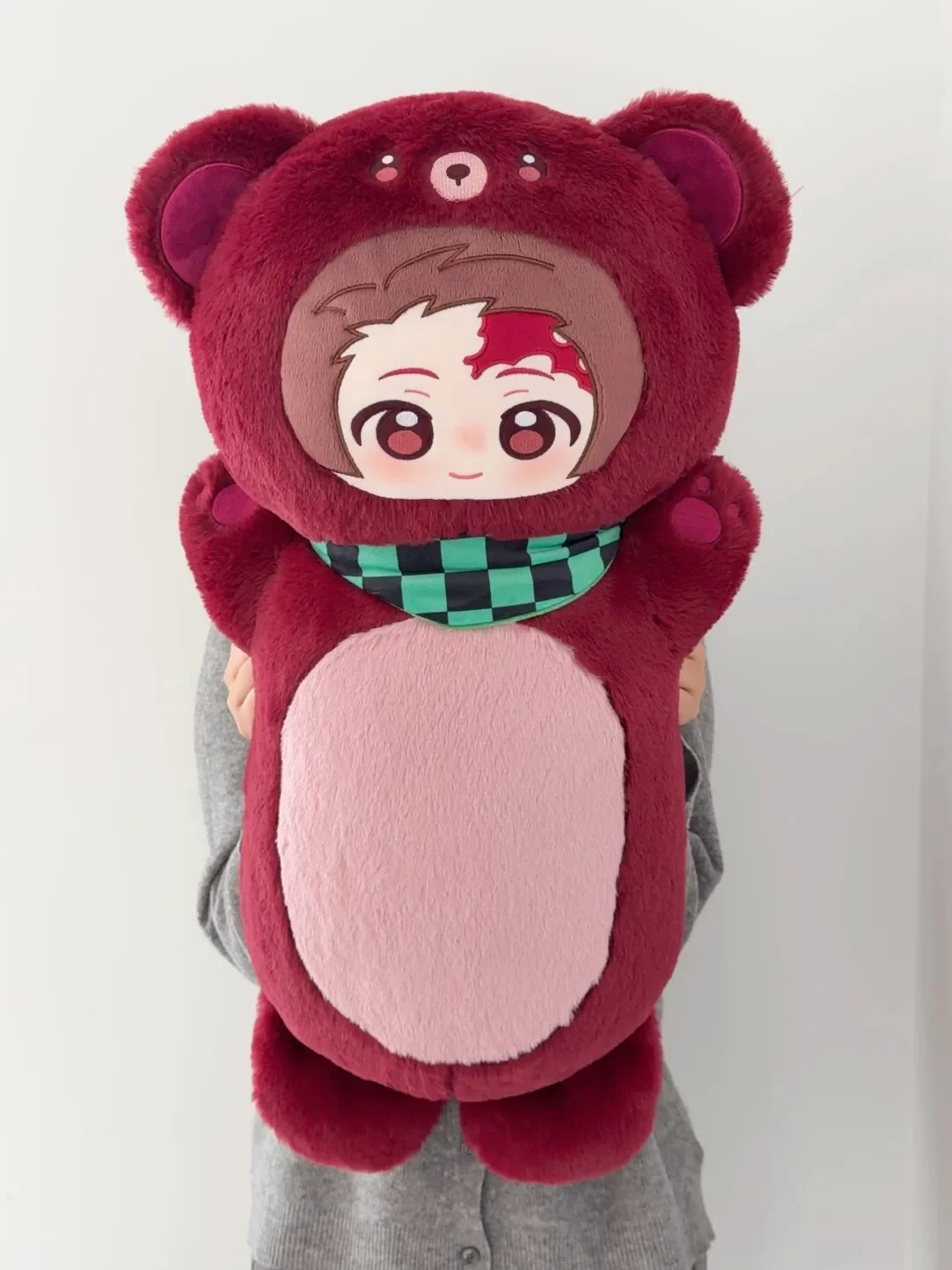 Tanjiro Kamado Plush Pillow Soft Detachable Scarf Nezuko Kamado Throw Pillow Cute Fluffy Home Decor Decoration Collection Gifts