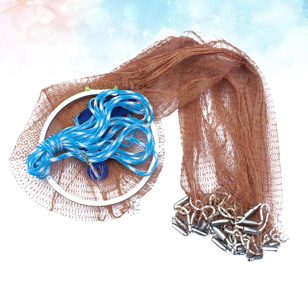 

2 .4M Hand-dumping Fishing Net Portable Landing Foldable Bait Cast American Style Mesh Trap