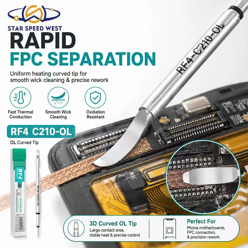 RF4 RF-C210-OL Soldering Iron Tip Fast Thermal Conduction Rapid Heat Up Recovery Uniform Heating For Phone Soldering Repair Tool