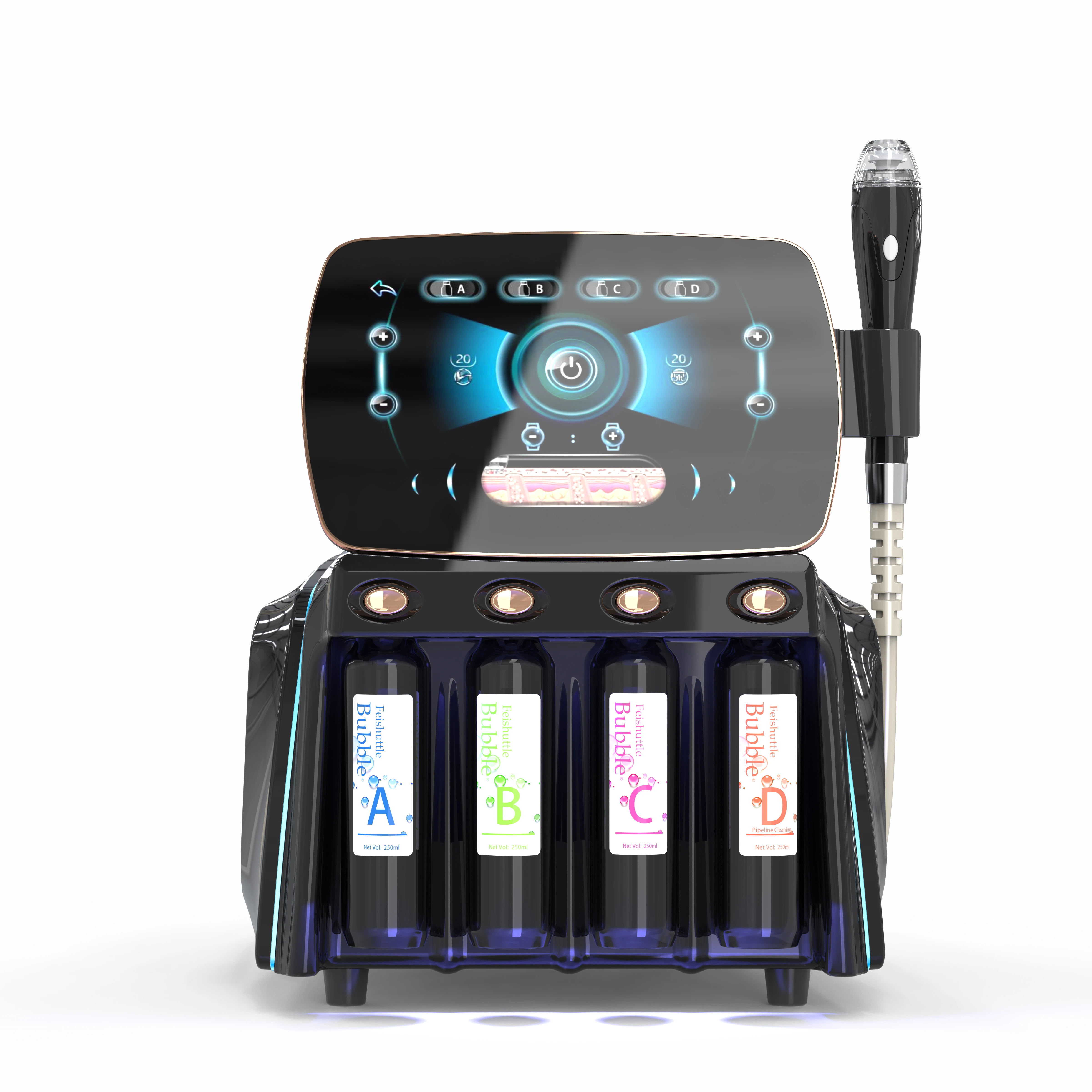 

Пузырьковый челнок с одной ручкой, вода, аква-омоложение кожи, устройство для лица, глубокое очищение из АБС-пластика, аква-омоложение кожи