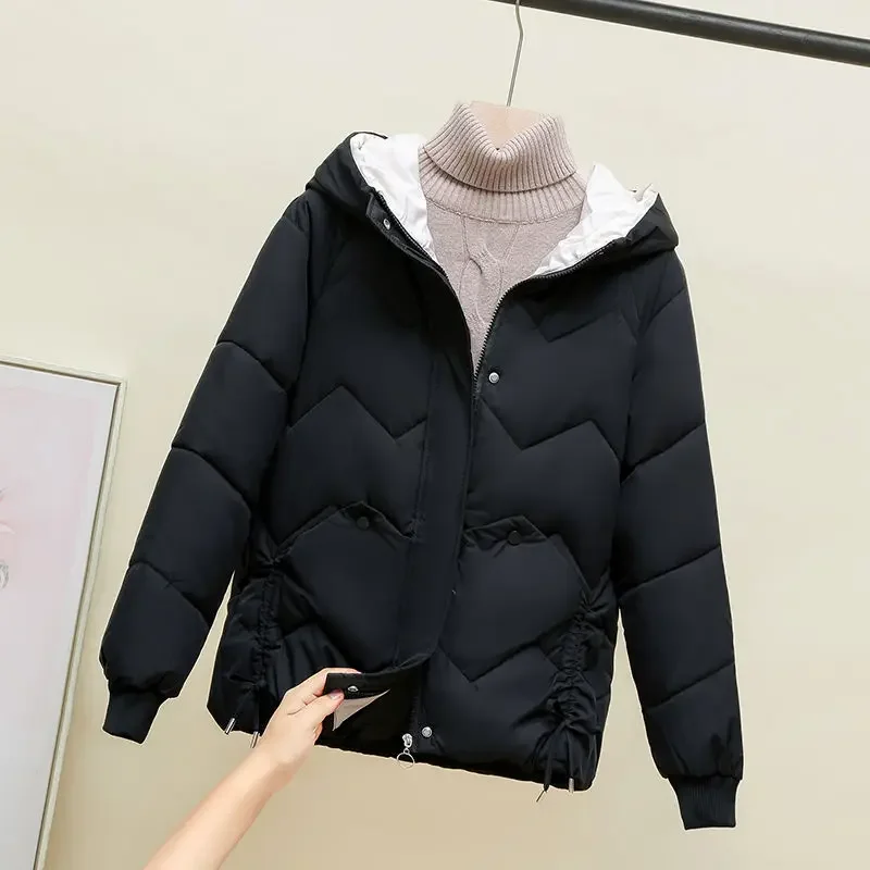 2025 Winter New Women's Short Cotton Coat with Down Filling Stylish Loose Outdoor Jacket for Cold Weather