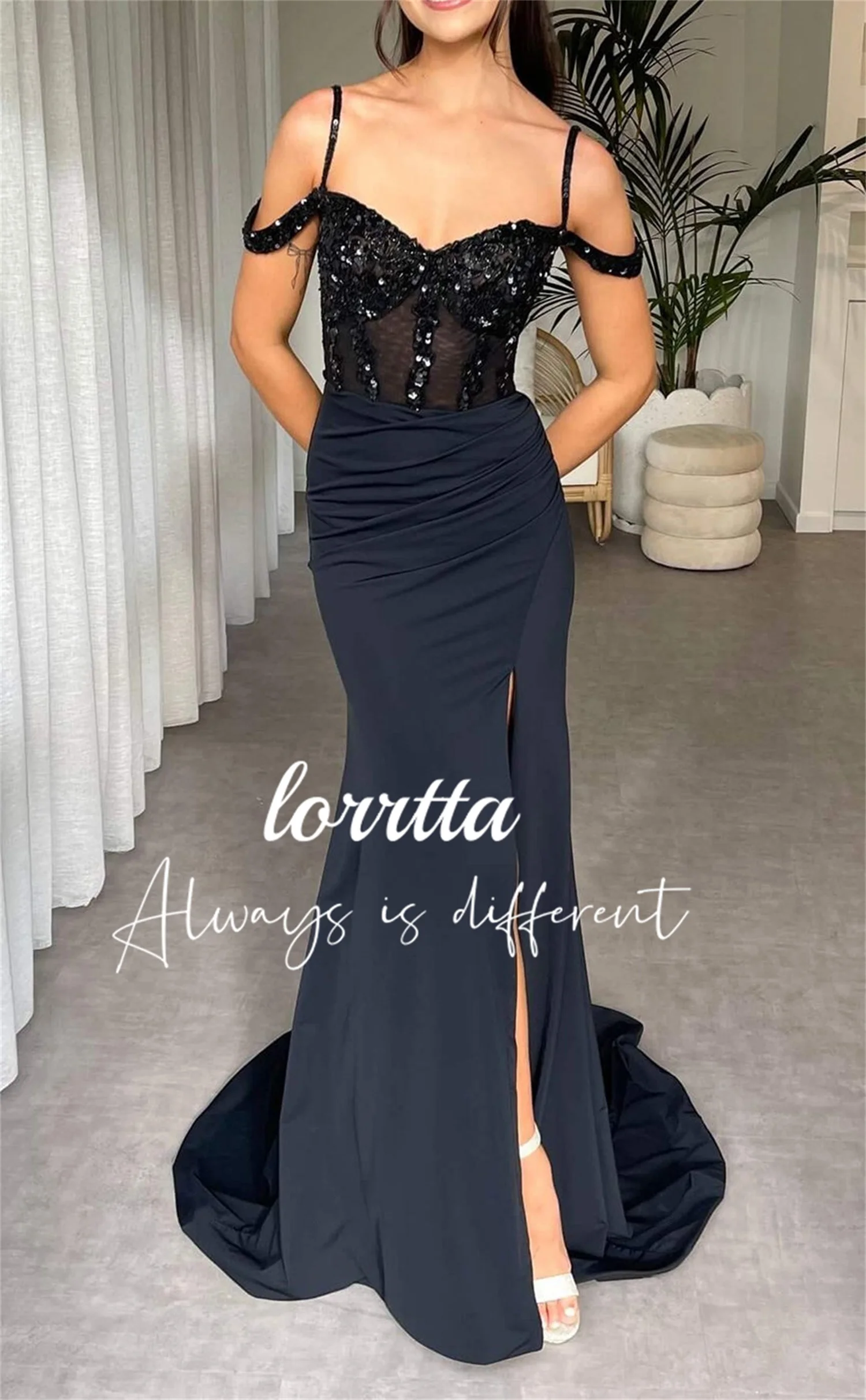 

Lorrtta Sweetheart Mermaid Ballgown Satin Custom Cocktail Gown Sequined Backless Vestidos De Gala Mujer Fiesta Para فساتين طويلة