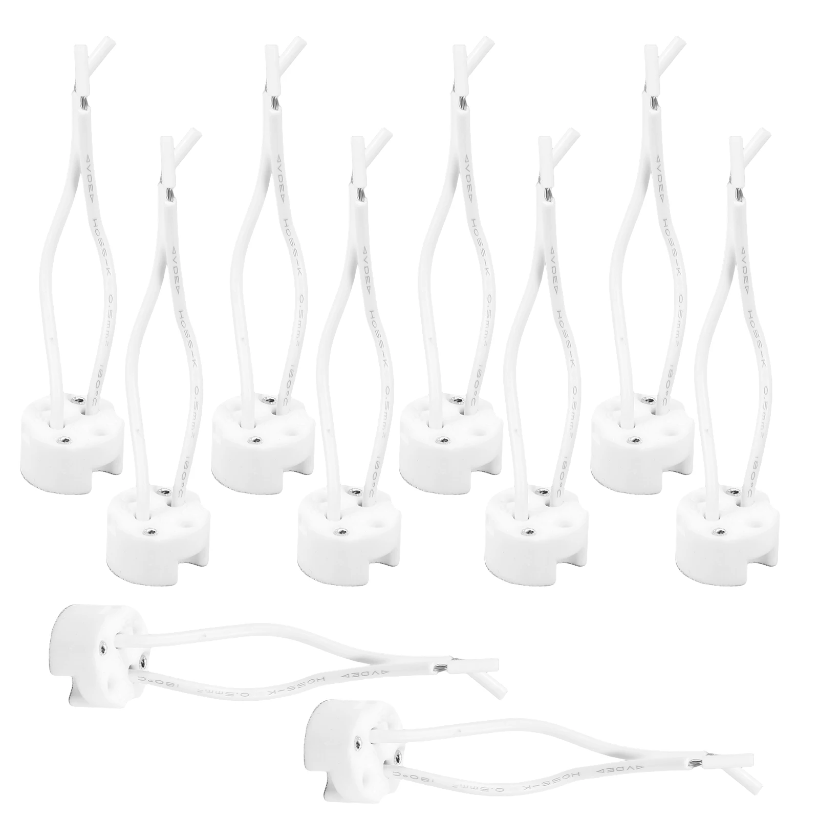 10pcs Ceramic Lamp Holder Base Light Bulb Socket Adapter Heat Resistant Silicone Wire Electric Bulb Socket GU5 3 MR16 Lighting