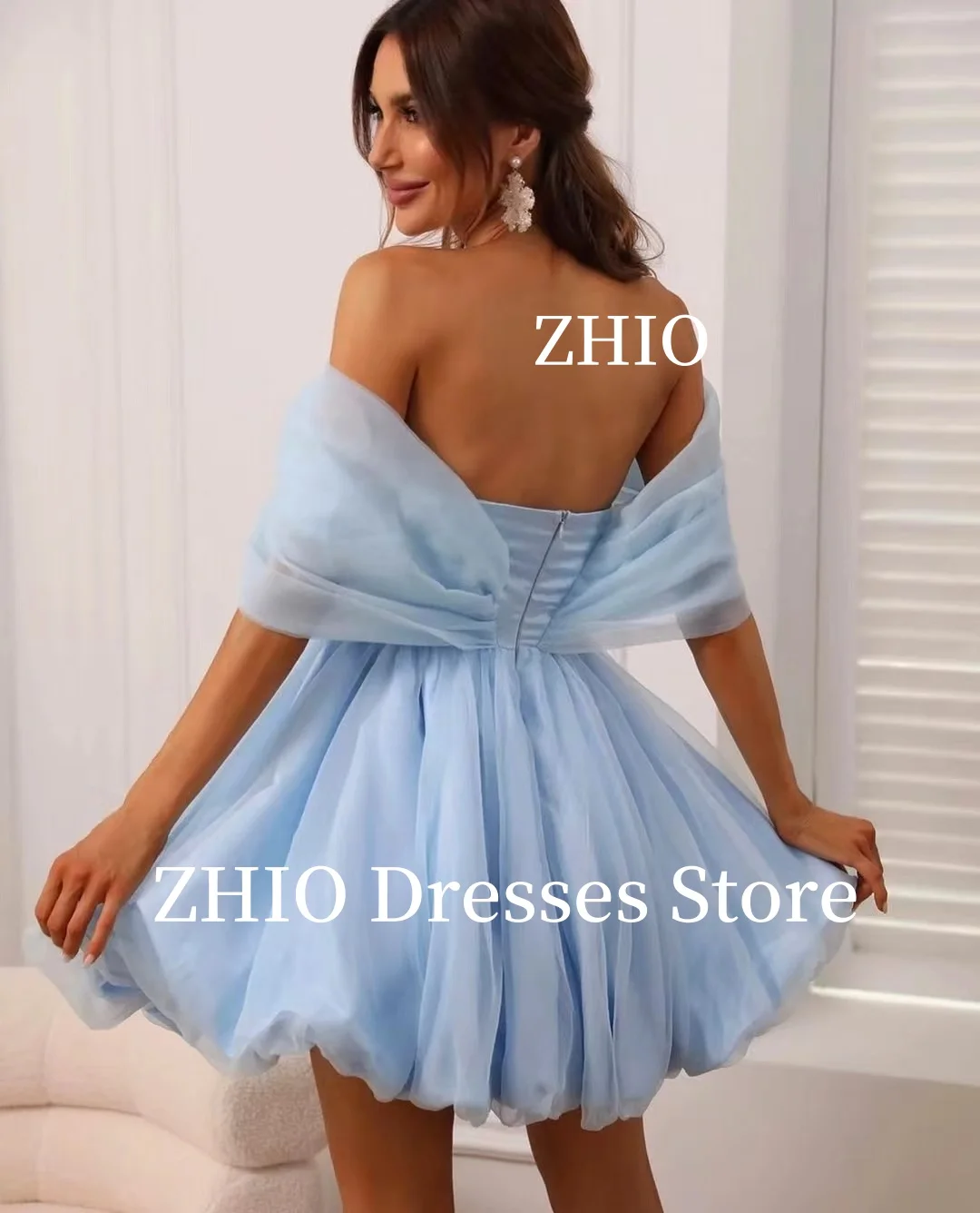 ZHIO принцесса мини-пляжное свадебное платье трапециевидной формы из органзы с открытыми плечами свадебное платье вечерние платья по индивидуальному заказу Robe de soirée