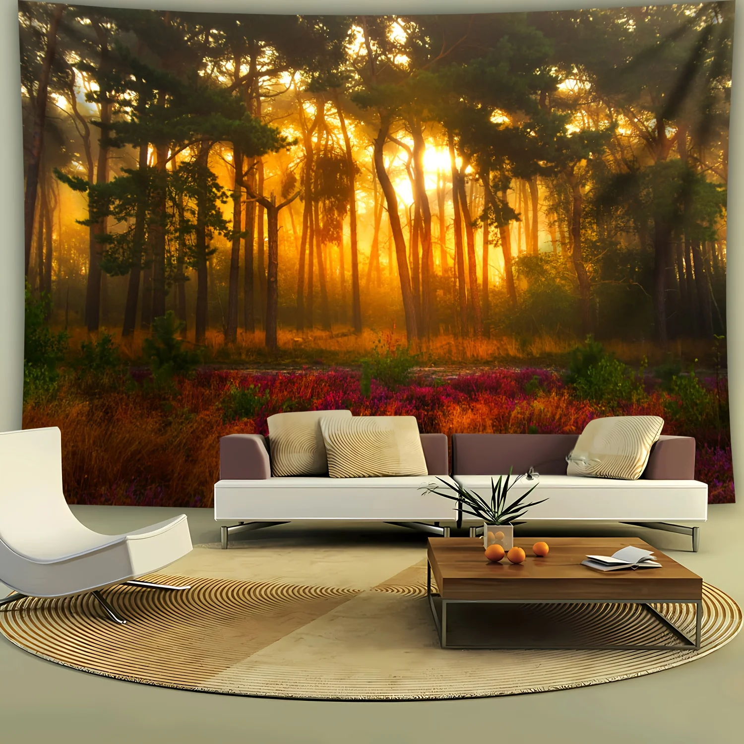 Bohemian Forest Tapestry Wall Hanging Decoration Art Print Tropical Nature Sunlight Mural for Living Room Decor