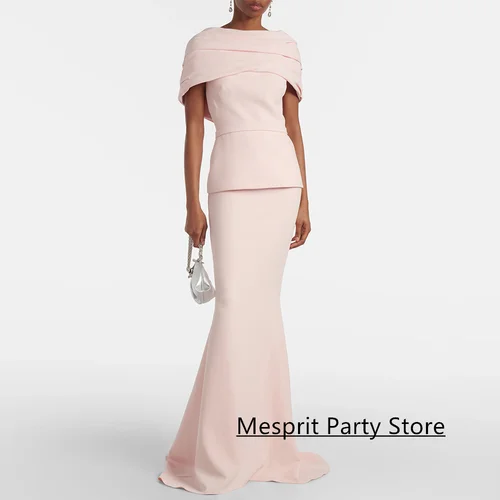 Vestido de noche árabe sencillo personalizado con hombros descubiertos, tren de barrido plisado, vestidos de fiesta de sirena, vestido de fiesta Formal árabe