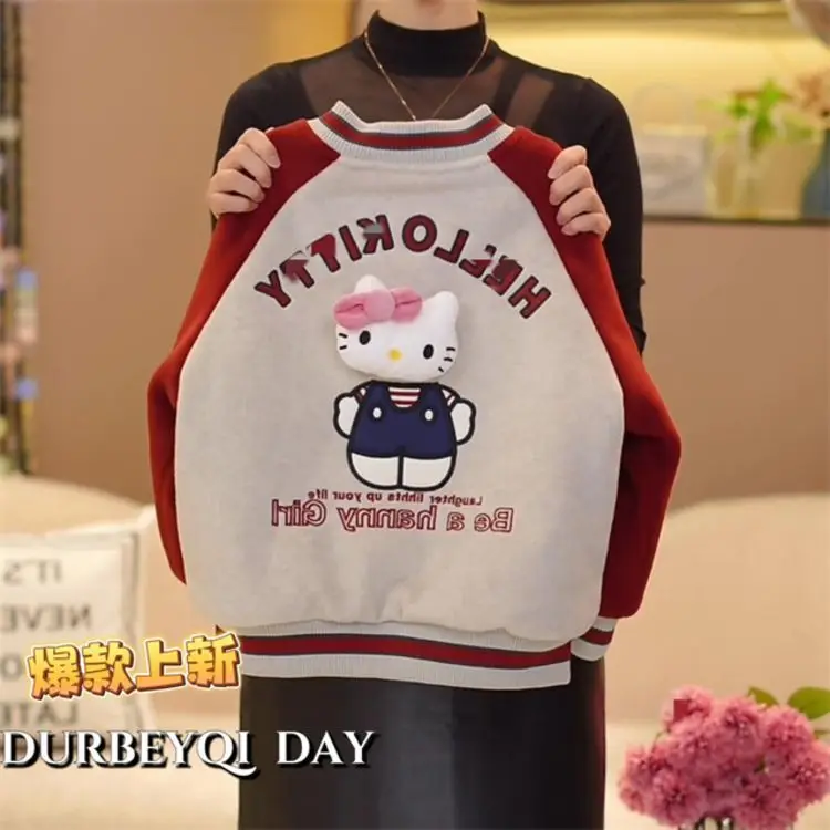 

Шерстяная хлопковая куртка Sanrio с рисунком «Hello Kitty», зимняя теплая куртка для отдыха, артефакт, стиль Bestie, роскошный подарок на день рождения, утепленное пальто