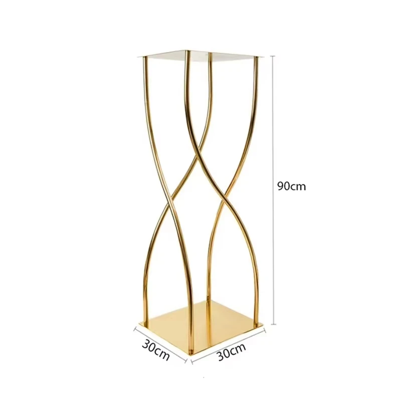 حامل زهور زفاف ذهبي أنيق مقاس 35 بوصة، حامل قطعة مركزية عتيقة لحفلات الزفاف، هدية الانتقال لمنزل جديد، ديكور منزلي #6