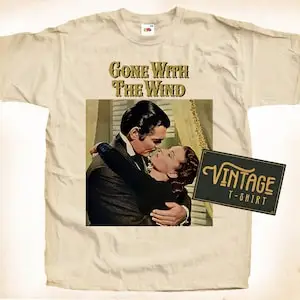 Gone with the Wind ver.1 T shirt Tee Natural Vintage Cotton Movie Poster All Sizes