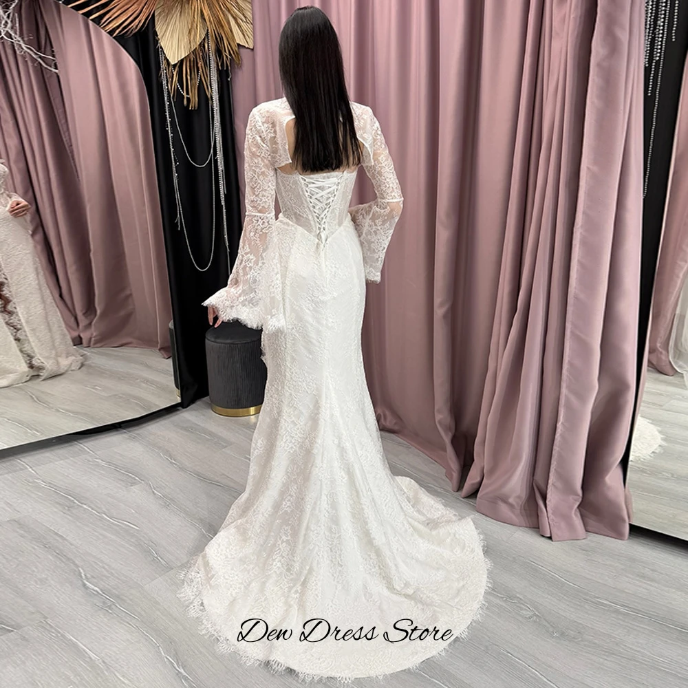 Customized Sweetheart Sleeveless Bridal Gown with Shawl Mermaid Side Slit Vestido De Novia Delicate Appliques Lace Wedding Dress