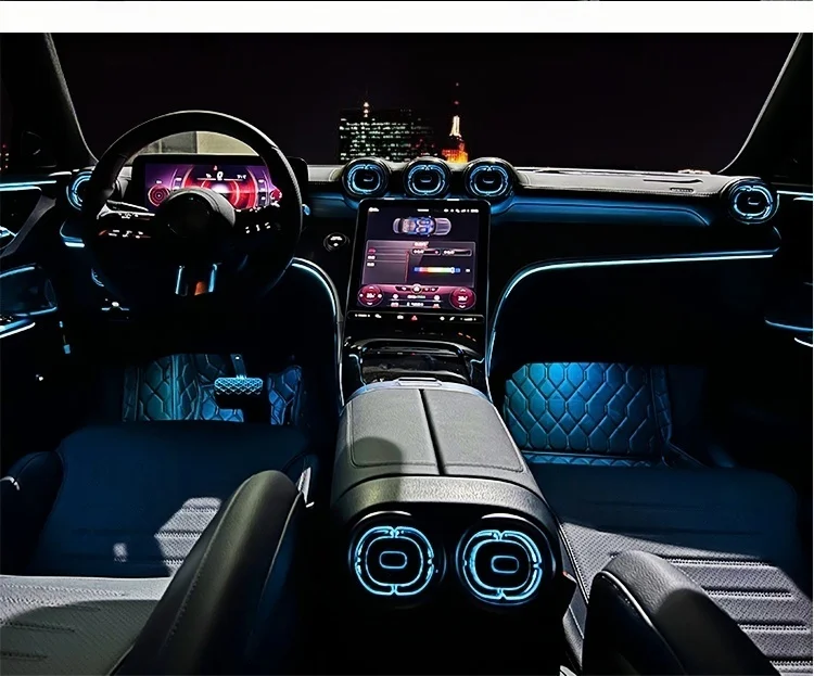 Für Mercedes-Benz C-Klasse W206 2022-2026 64 Farben Zentrale Sattelbeleuchtung Ambientebeleuchtung Mittelkonsole Atmosphärenlicht Upgrade – Detail 12