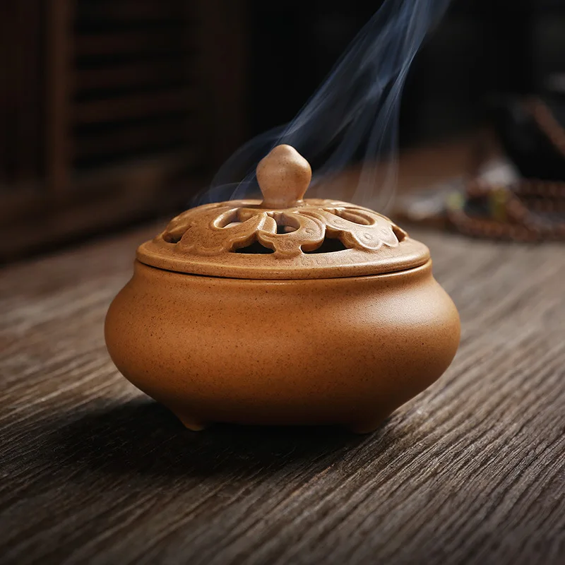 Vintage Fugui Flower Circular Fragrant Incense Burner - Decorative Melting Furnace Seven Color Incense Burner Handicrafts