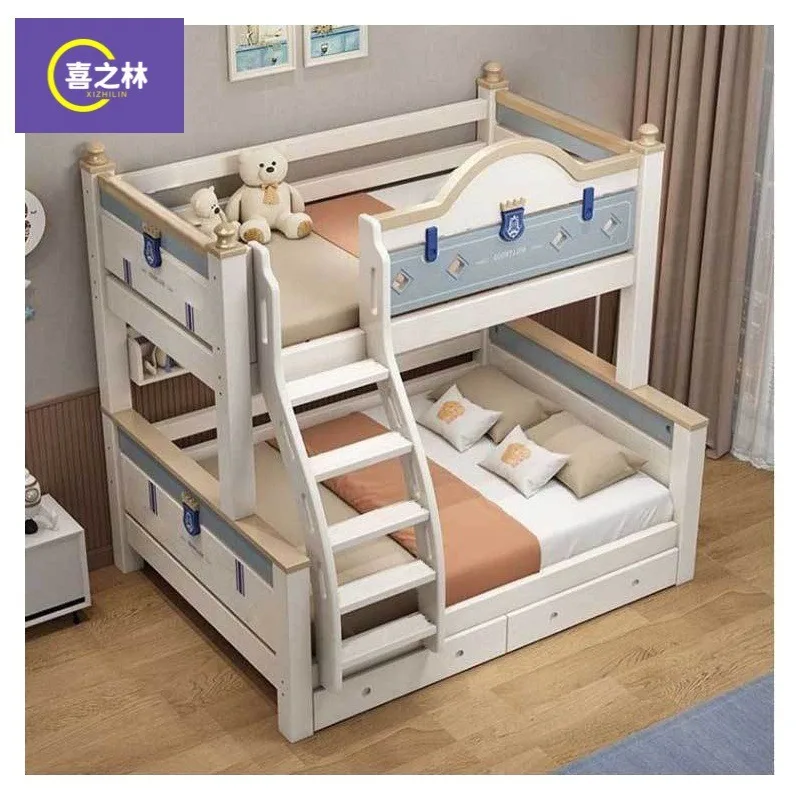 Children's bed boys and girls high and low bunk two layers mother and child cherry wood solid wood 4