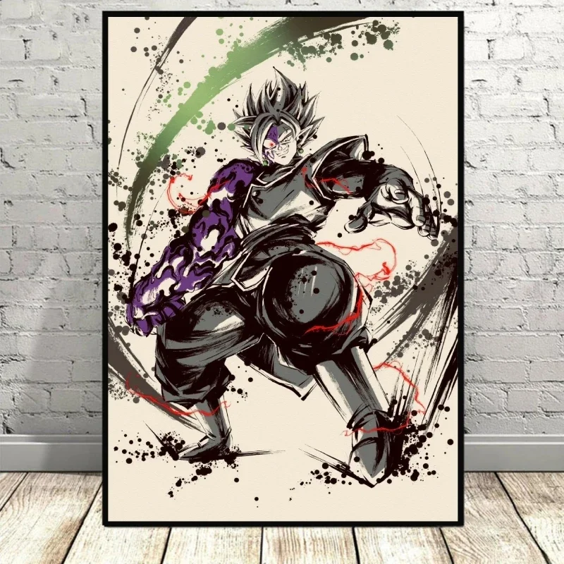 Póster de Dragon Ball Goku para decoración de dormitorio de niños, imagen de Anime caliente, pegatinas de pared, regalos para habitación, impresiones modulares para el hogar, arte de alta calidad