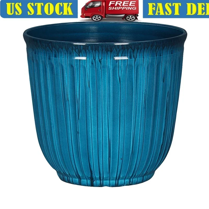 

Recycled Plastic Round Planter with Drainage Holes UV Resistant Tear Resistant Indoor Outdoor Use Ideal Succulents Flowers and