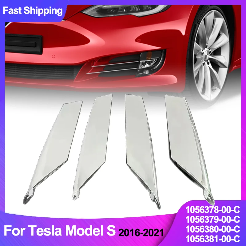 Pour Tesla Model S 2016-2021 Vordere Nebelscheinwerferabdeckung Chrom-Zierleiste Links Rechts Auto-Außenausstattung Ersatzteile Autozubehör