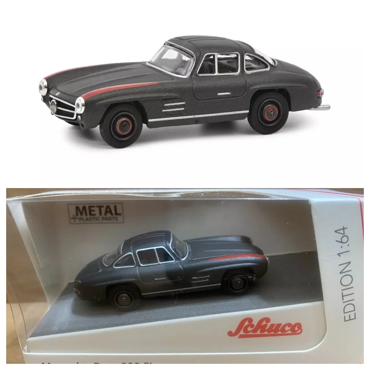 

1/64 SCHUCO MB 300 SL CUSTOM DULL DARK GRE, литая под давлением модель автомобиля, коллекция ограниченного выпуска, игрушки для хобби