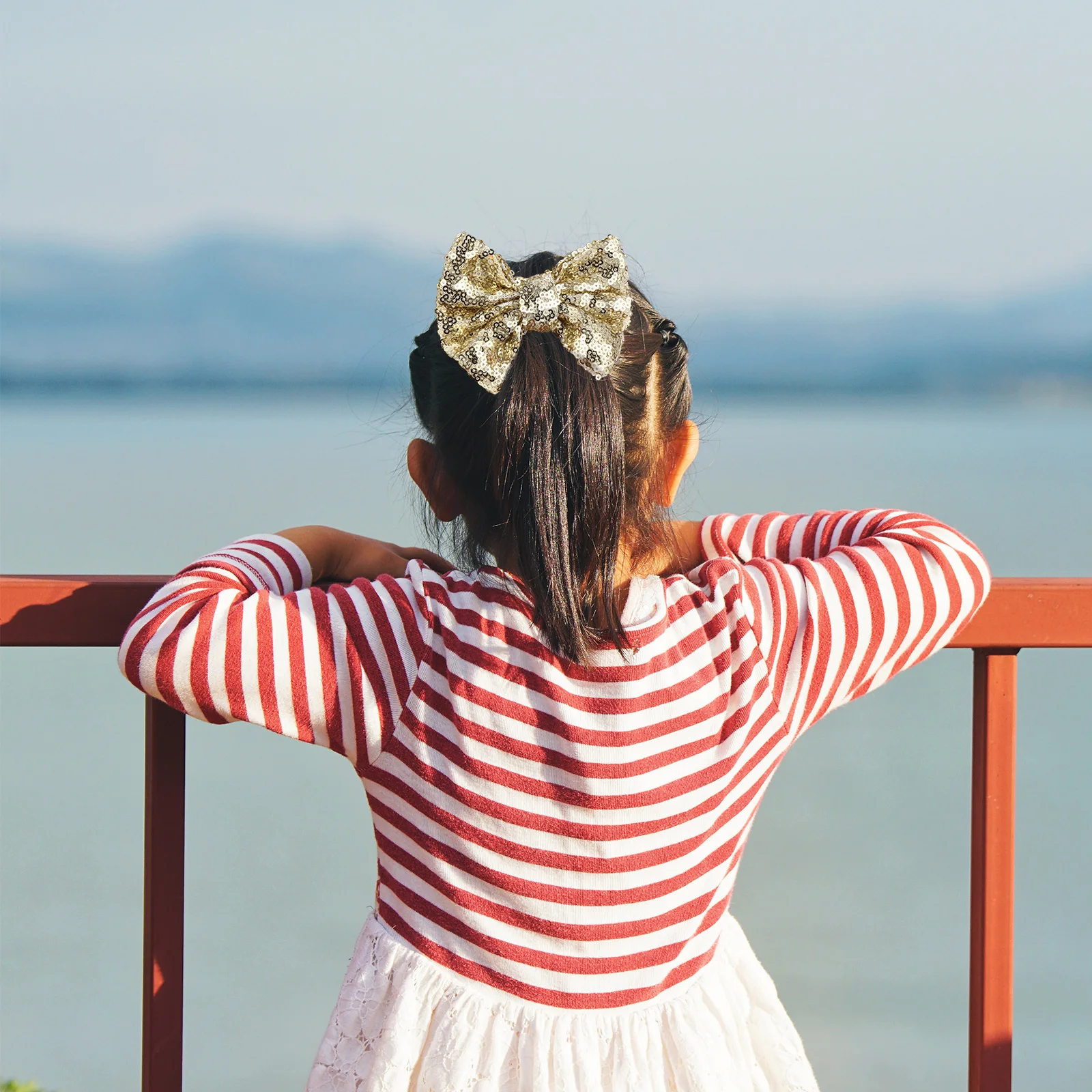 

2pcs Sequin Hair Accessories for Girls Baby Toddler Baby Headband Toddler Hair Bow Elastic Golden Color Hairbands