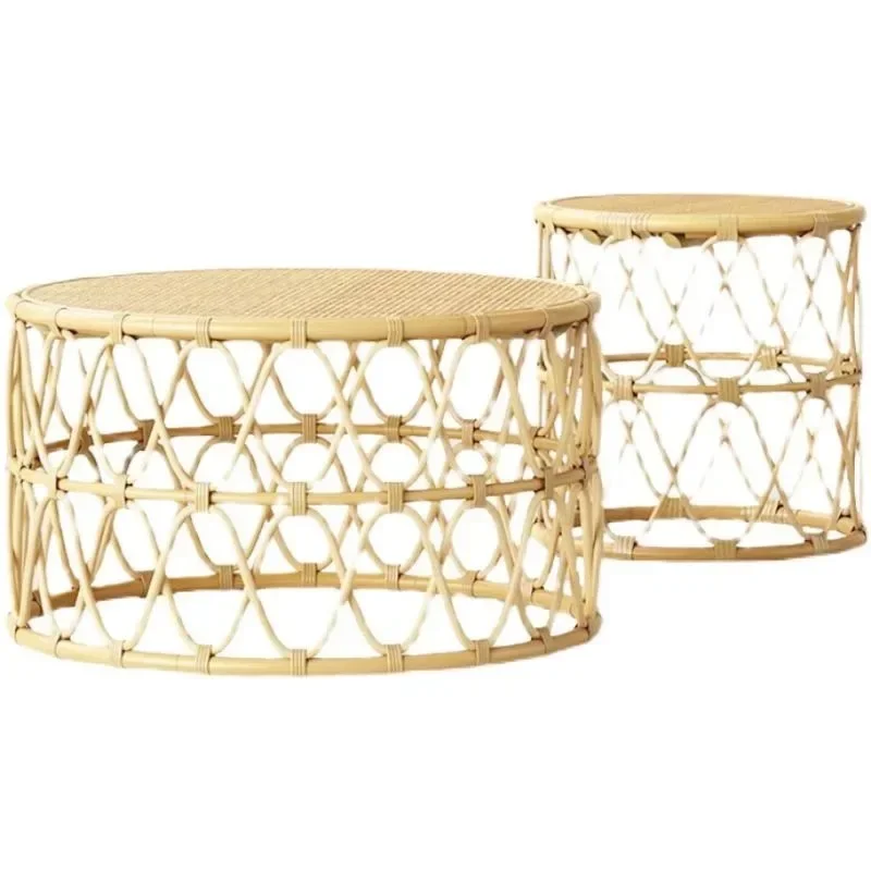 Rattan coffee table Japanese style, living room round simple ins style South East Asia bed and breakfast tea table