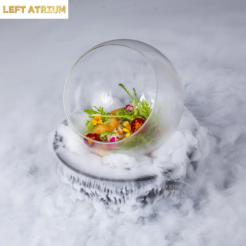 New dry ice smoking tableware hotel artistic conception dish glass purple sand plate set molecular cuisine gourmet utensils
