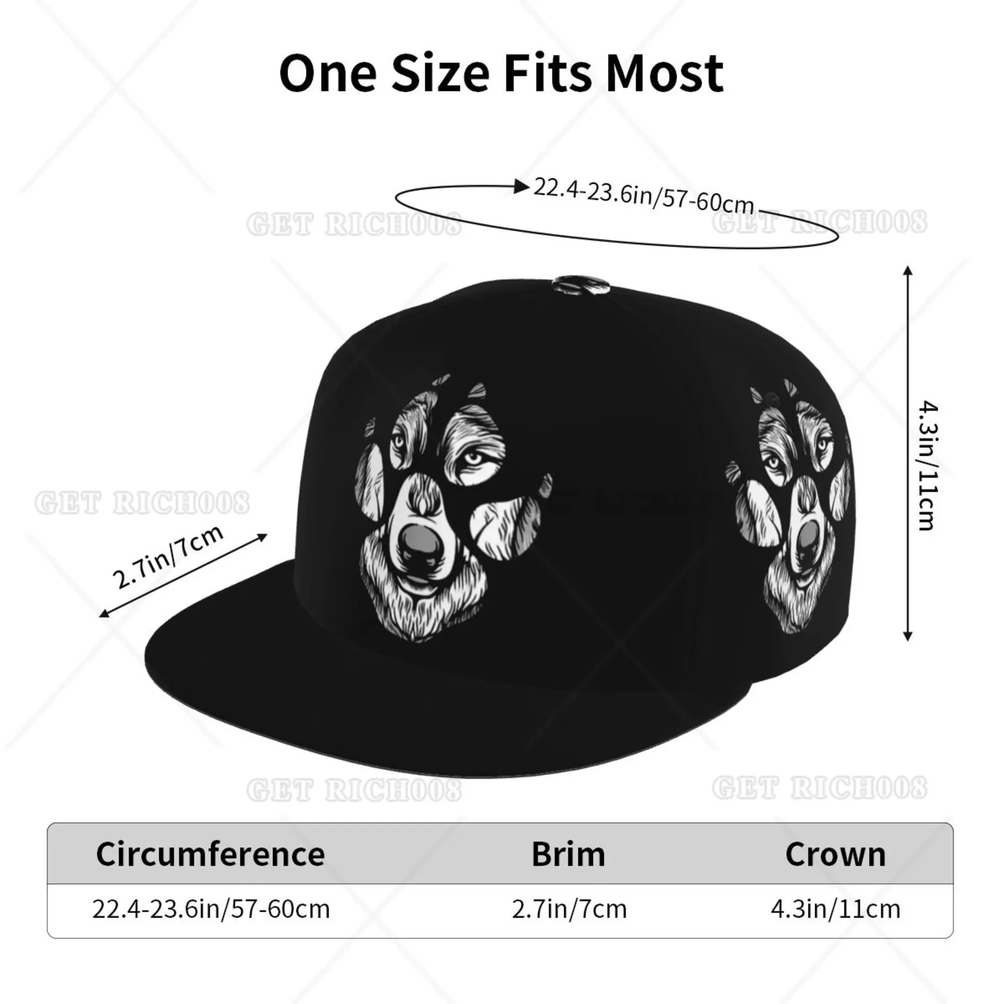 Wolf Paw Flat Bill Hoeden Voor Mannen Snapback Baseballpet Hiphop Mannen Vrouwen Verstelbare Golfhoed Print One Size Sportreis