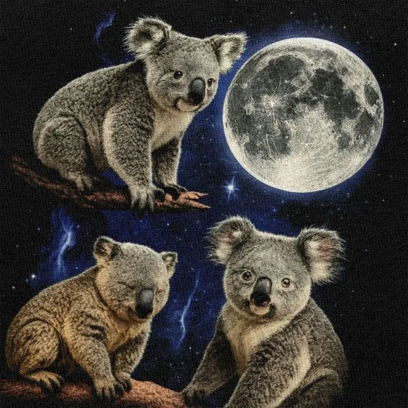 Hommes trois lune Koalas t-shirts Streetwear manches courtes pur coton Colthing mode Design décontracté graphique t-shirts chemise