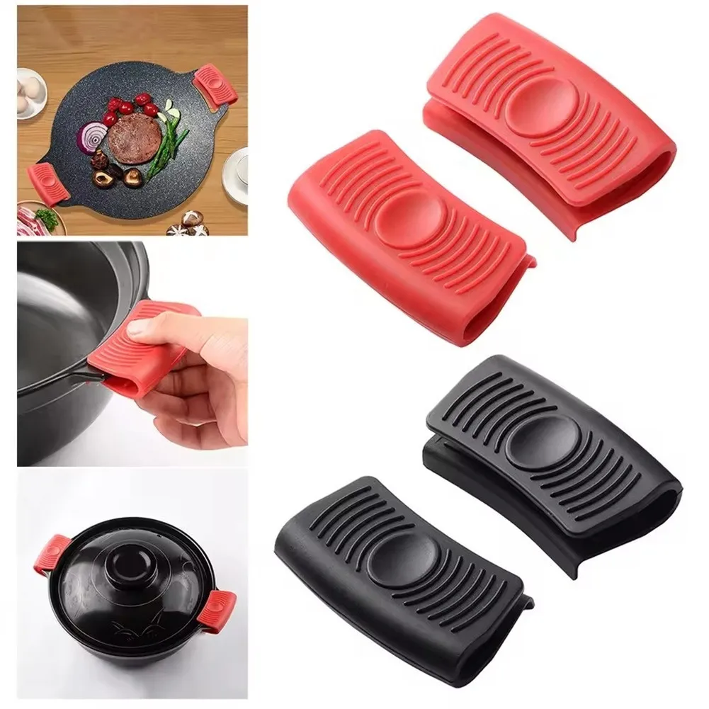 2Pcs Silicone Handle Holders For Pots And Pans High Temperature Resistant Insulated Cover With Anti-Skid Stripes For Frying Pan