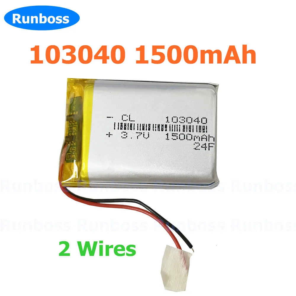 3.7V 1500mAh Lithium Polymer LiPo Rechargeable Battery 103040 For MP3 MP4 GPS PSP mobile video game PAD E-book Tablet 10*30*40